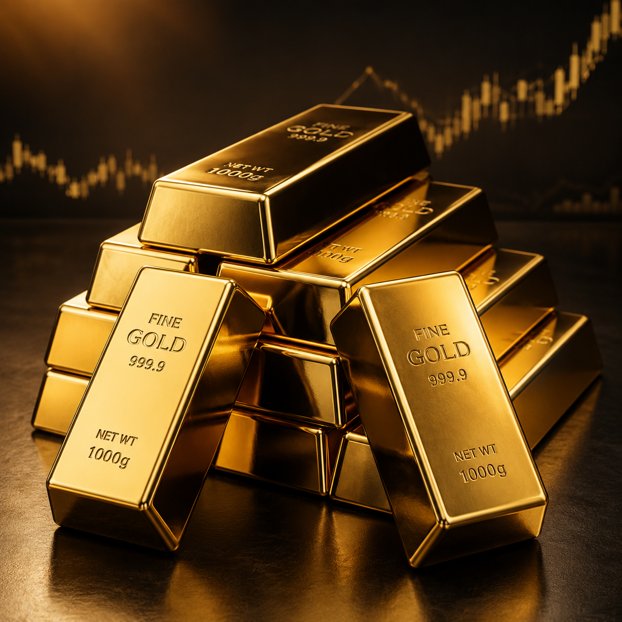 Stacked gold bars