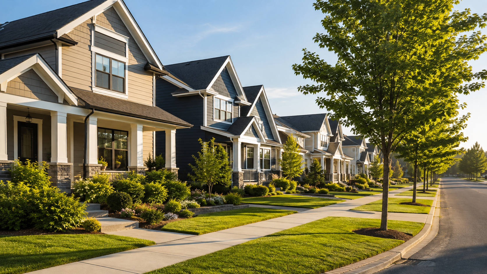 A row of homes on a residential street